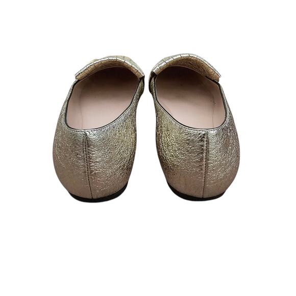 Gucci GG Marmont Fringe Ballet Flat Size 38 US 8 Gold Foil Leather Slipper - Picture 5 of 12